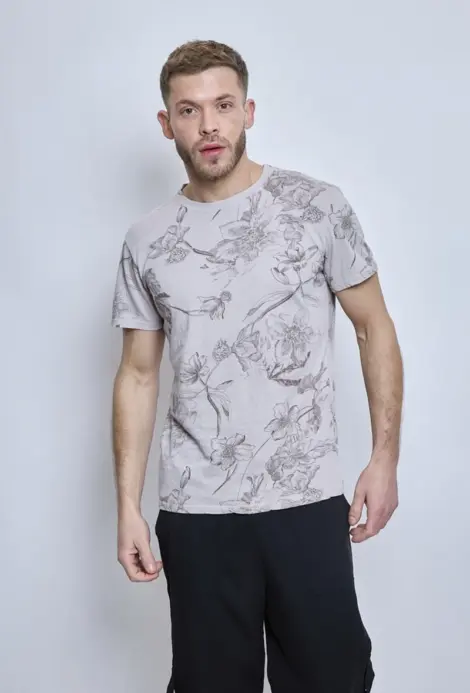 T-shirts coton manches courtes col rond fleuris