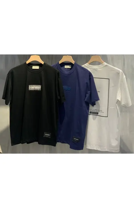 T-shirts uni col rond manches longues avec motif