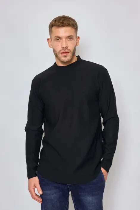 T-SHIRTS unis manches longues col rond