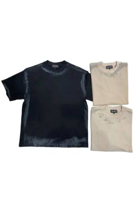 Tshirt homme col rond manches courtes effet délavé taché