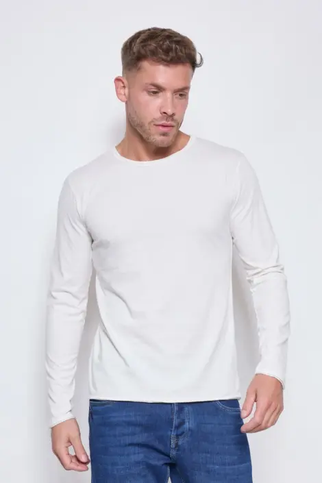 Tshirt homme col rond uni mmanches longues