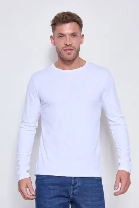 Tshirt homme col rond uni mmanches longues
