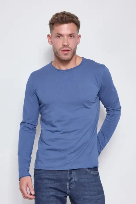 Tshirt homme col rond uni mmanches longues
