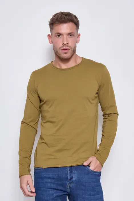 Tshirt homme col rond uni mmanches longues
