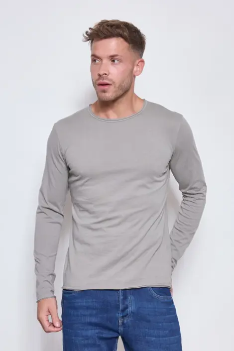 Tshirt homme col rond uni mmanches longues