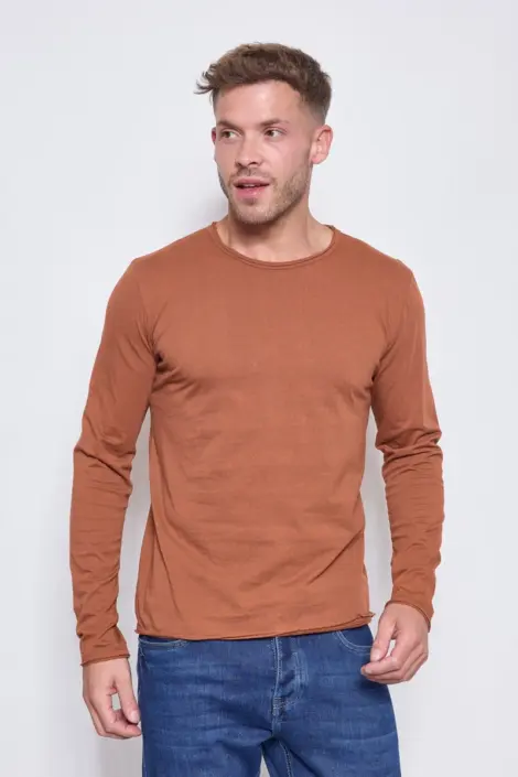 Tshirt homme col rond uni mmanches longues