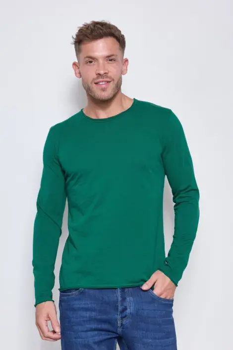 Tshirt homme col rond uni manches longues