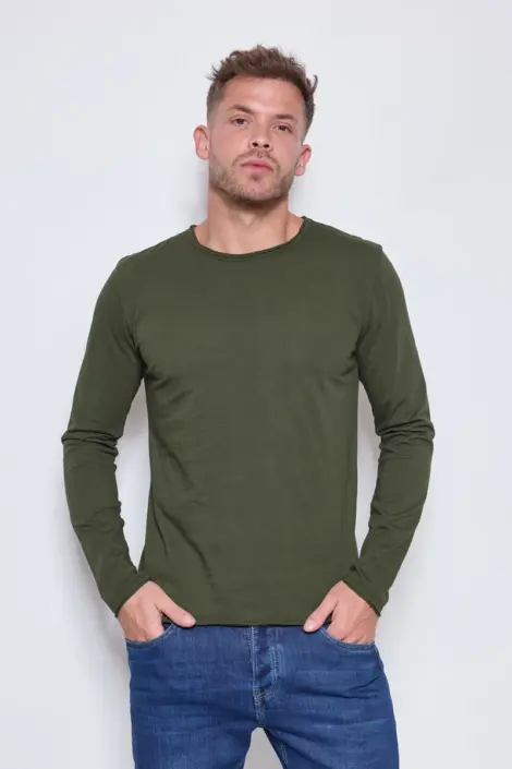 Tshirt homme col rond uni mmanches longues