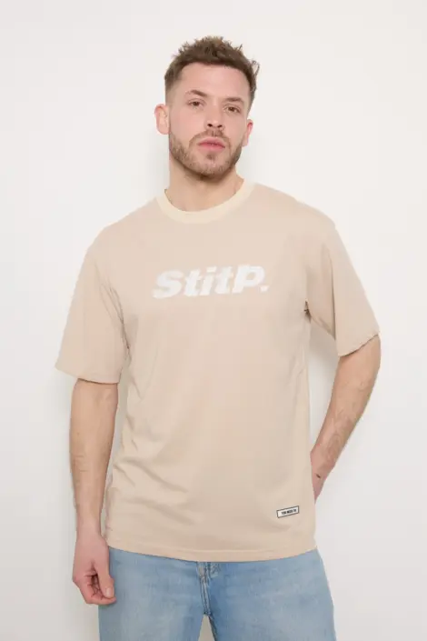 Tshirt uni col rond manches courtes homme motif "StitP