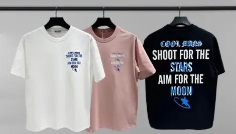 Tshirt uni homme imprimé au devant COOLMANS, au dos SHOOT FOR THE STARS AIM FOR THE MOON