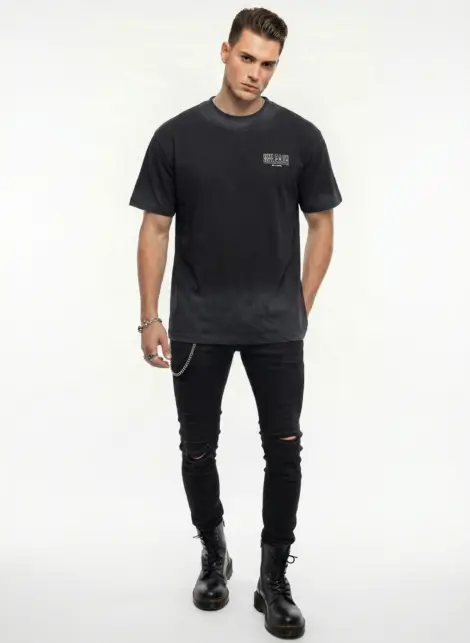 Tshirt uni homme mode coton délavé avec motif au dos UNLEASH