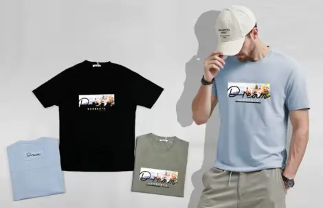 Tshirt Uni homme regular avec écriture DREAM SORRENTO