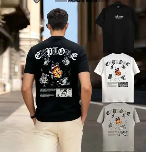 Tshirt uni Homme regular fit avec imprimé au dos EXPLORE