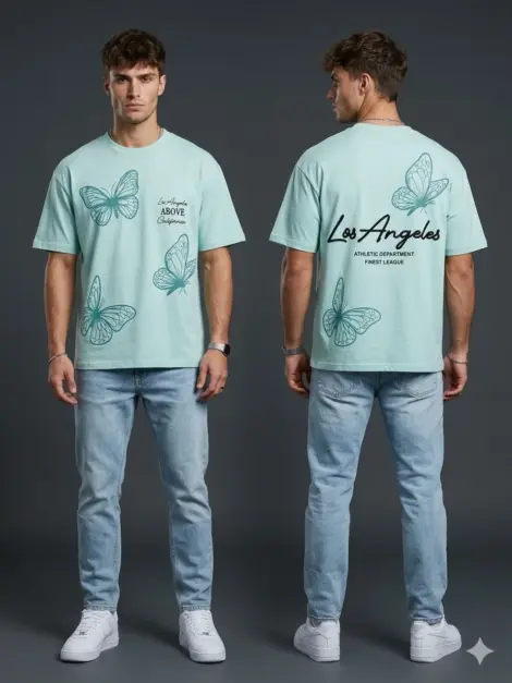 Tshirts uni homme avec imprimé papillons au dos