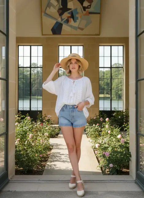 Blouse fluide de style bohème-chic en coton léger