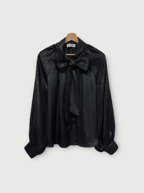 CHEMISE BLOUSE EN SOIE IRRISÉE A COL LAVALLIERE FLUIDE - NOEUDS A NOUER