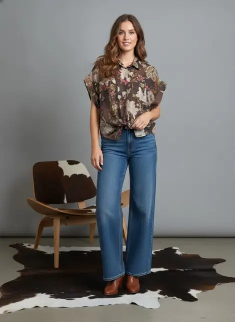 Chemise blouse en tencel à imprimé fleuris - effet soie