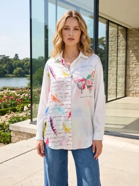 Chemise blouse en viscose fluide imprimé à noeuds évasée oversize casual