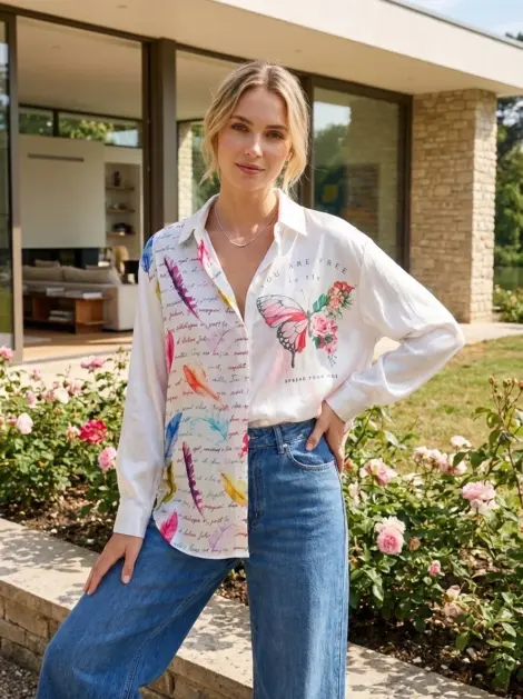 Chemise blouse en viscose fluide imprimé à noeuds évasée oversize casual