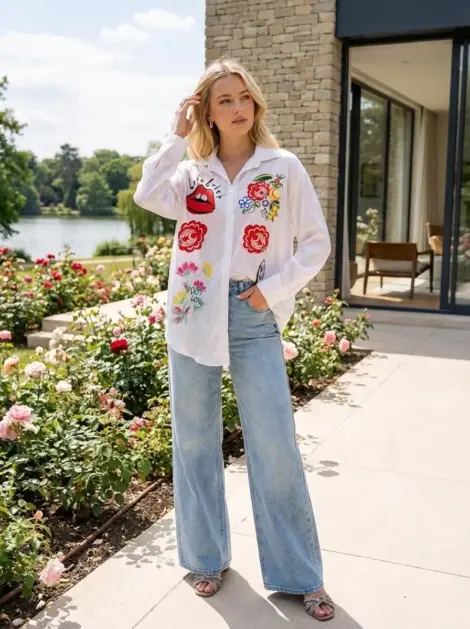 Chemise blouse en viscose fluide imprimé à noeuds évasée oversize casual