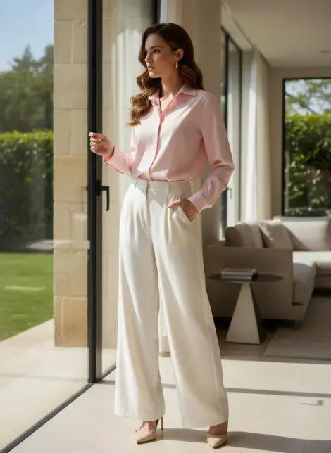 Chemise oversize en coton tout doux avec col à revers manches longues