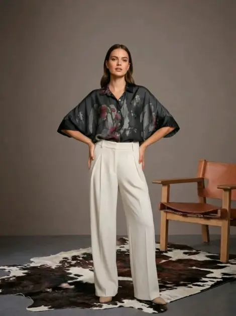 Chemise Tunique fluide 100% en viscose imprimé manches 3/4