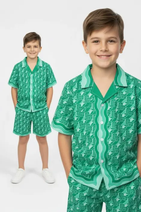 Ensemble chemise imprimé légère fluide enfant