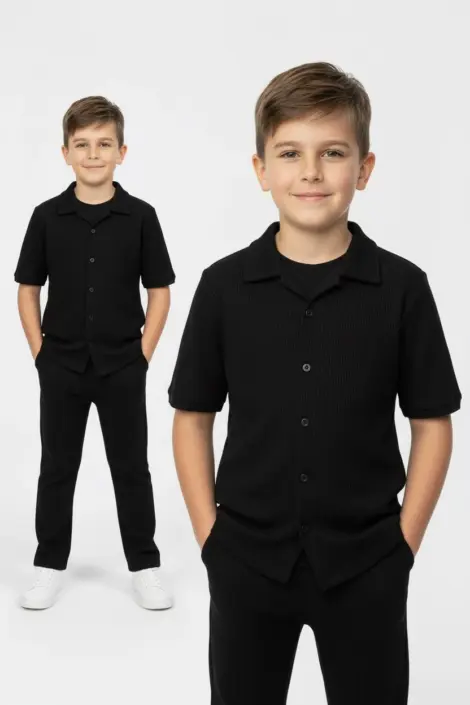 Ensemble chemise pantalon avec rayure en relief