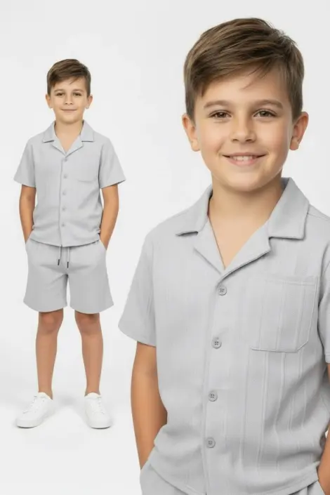 Ensemble chemise short à motif rayure