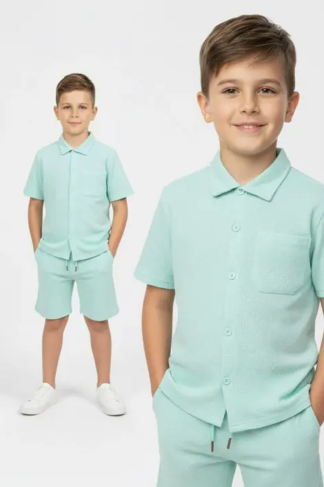 Ensemble chemise short avec motif gaufré