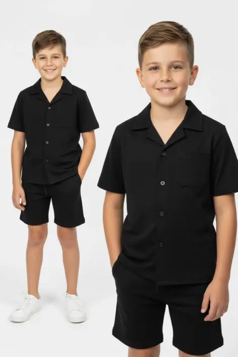 Ensemble chemise short motif lin