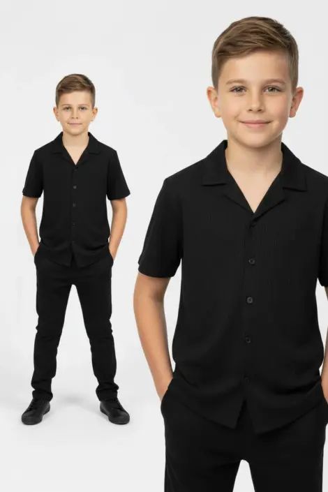 Ensemble enfant chemise pantalon tissu avec des lignes en relief