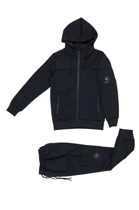 Ensemble enfant jogging avec capuche et zip uni