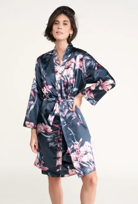 Peignoir & Chemises de nuit fleuri en satin pour femme