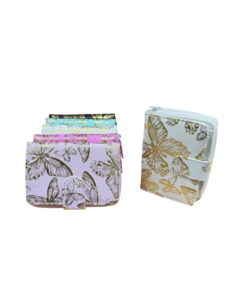 Porte-monnaie Femme Papillons Multi-cartes Espèces Croco Effet - GRAND