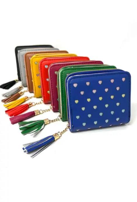 Porte-monnaie Femme Pompom Coeurs
