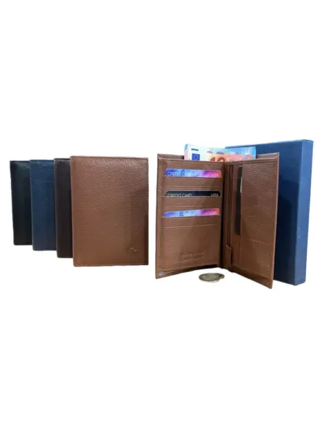 Portefeuille Homme Cuir-3 volets RFID Protection 100% Cuir - Avec boite cadeau