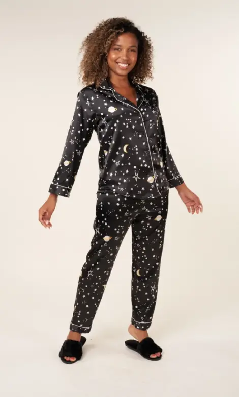 Pyjama à Manches Longues en Satin 2 Pièces