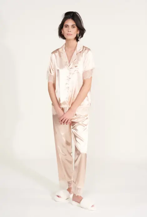 Pyjamas en Satin à Manches courtes