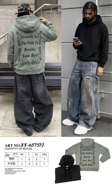 Sweat épais homme uni à capuche avec écriture caligraphie au dos