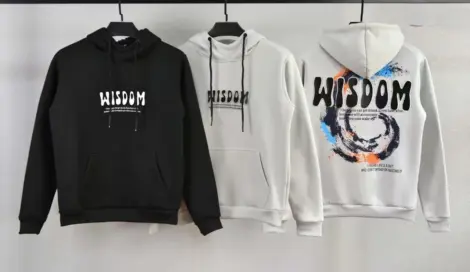 Sweat uni à capuche motif " WISDOM"