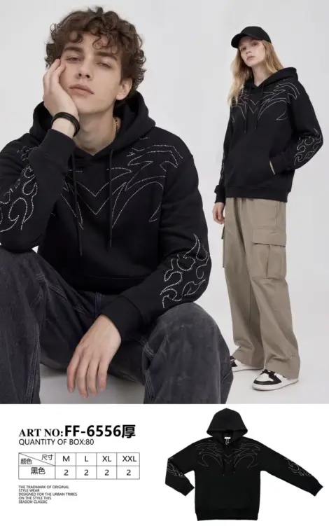 Sweat uni homme avec motif strassé