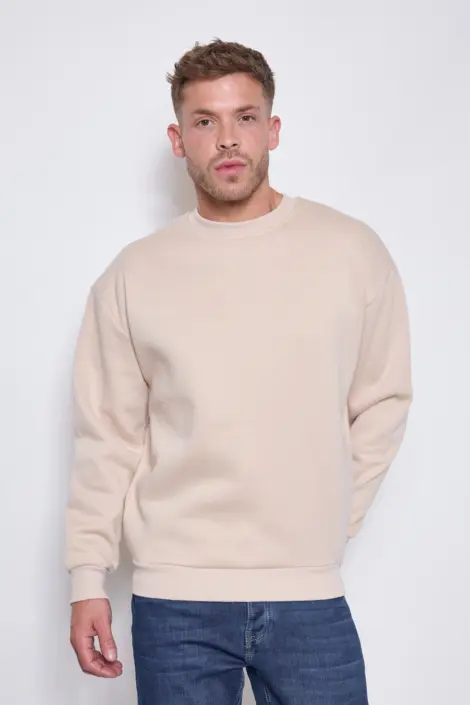 Sweats uni sans capuche col rond manches longues