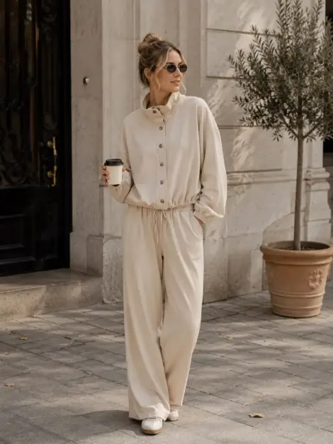 Ensemble casual veste et pantalon fluide