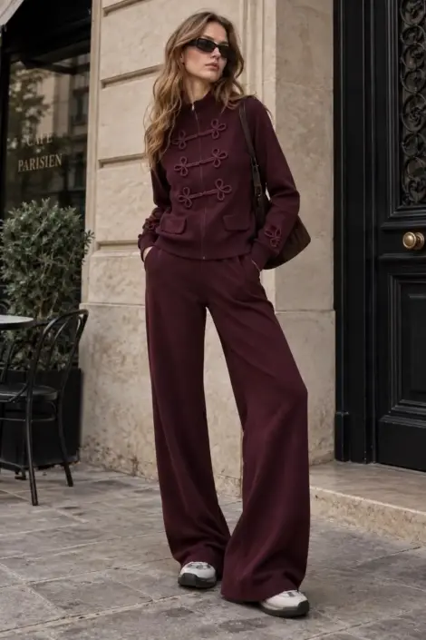 Ensemble maille à boutons chinois