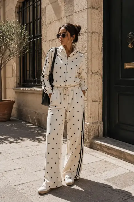 Ensemble veste et pantalon à pois