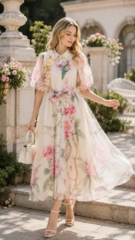 Robe chemise fleurie romance