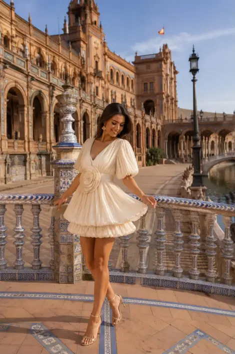 Robe courte fleur couture