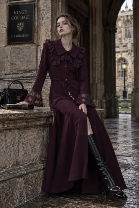 Robe longue à dentelle