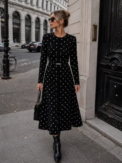 Robe longue à pois